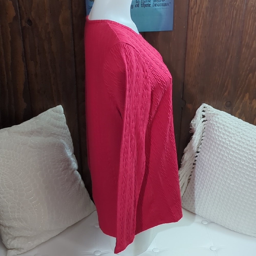 Size XL Women's2 Dye 4 Red Button-Detail Sweater Top - Picture 4 of 14